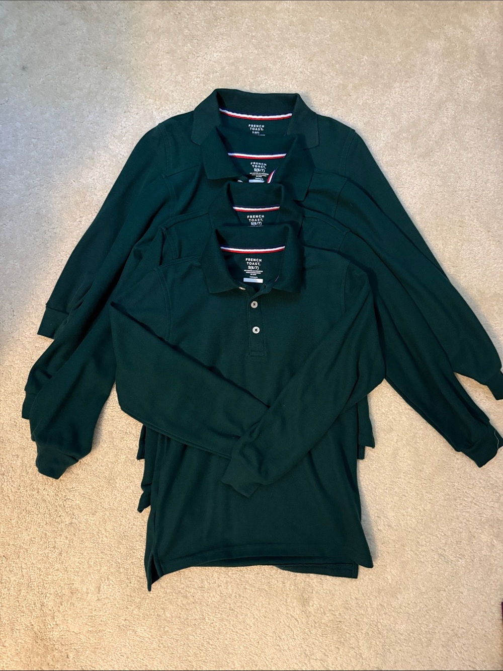 French Toast Long-Sleeve Polo Shirt - Dark Green
